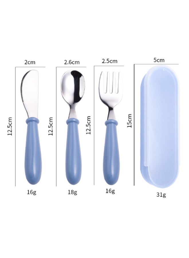 عام 304 Stainless Steel Children's Spoon Fork Suit Student Baby Feeding Tableware Baby Dining Portable Box - Image 2